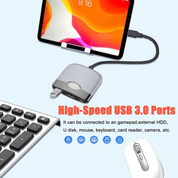Bærbar Switch Dock til Nintendo Switch HDMI Adapter (Sort og Grå), Rejse Dock 3-I-1 Switch Docking Station Switch USB C til HDMI