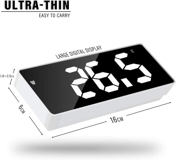6,7\" LED-spegel Digital Klocka Sängbord Väckarklocka Morgon, Röst
