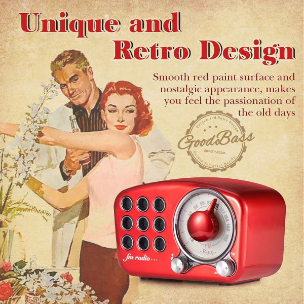 Retro Radio Bluetooth-högtalare, Vintage Radio Greadio FM-radio med