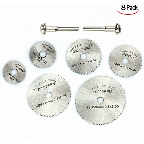 Set med 8 Mini Diamantkapskivor, HSS Runda Träskärande Sågblad