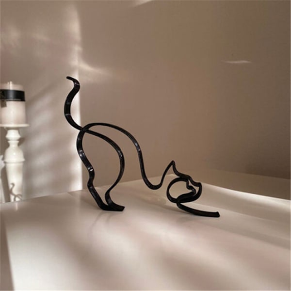 Modern Abstrakt Minimalistisk Staty Metall Art Deco Hem Dekoration (Katt)