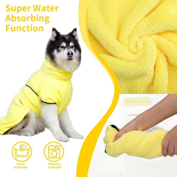 Korallmikrofiber badekåpe til hund, tørkekåpe til hund, absorberende, vaskbar