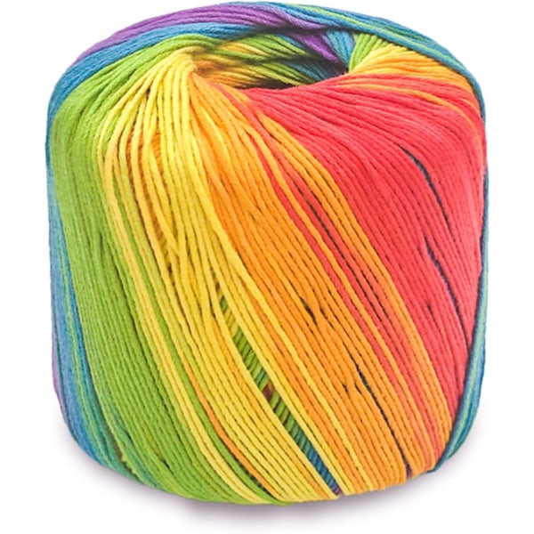Hæklede strikkede bomuldsgarnkugler - regnbuefarver, håndlavede tykke