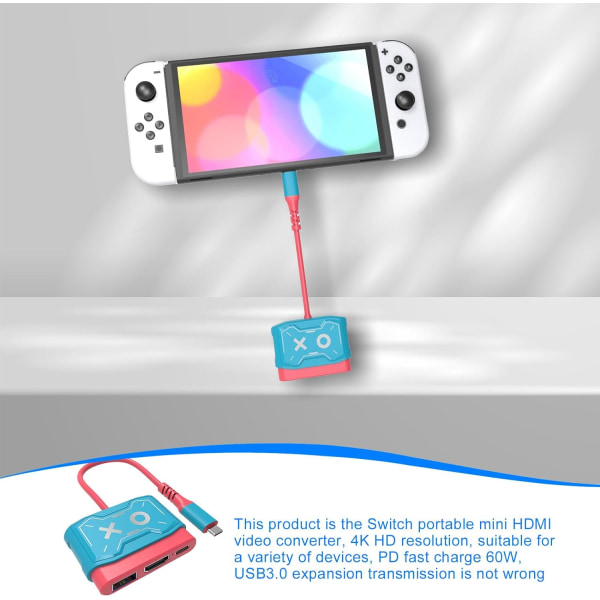 Telakka Nintendo Switch OLED:lle, 3 in 1 Switch TV-sovitin 4K H:lla