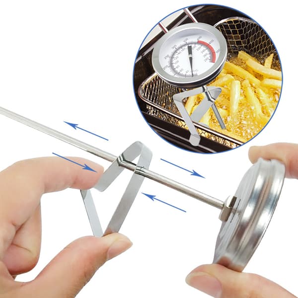 Friteuse termometer rustfritt stål - Frityrtermometer - Kjøkkentermometer - Oljetermometer - 40 cm - 20 til 280°C - Grilli