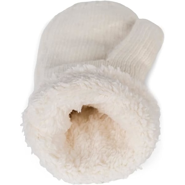 Gants tricotés chauds pour femmes avec strass et perles - blancs,