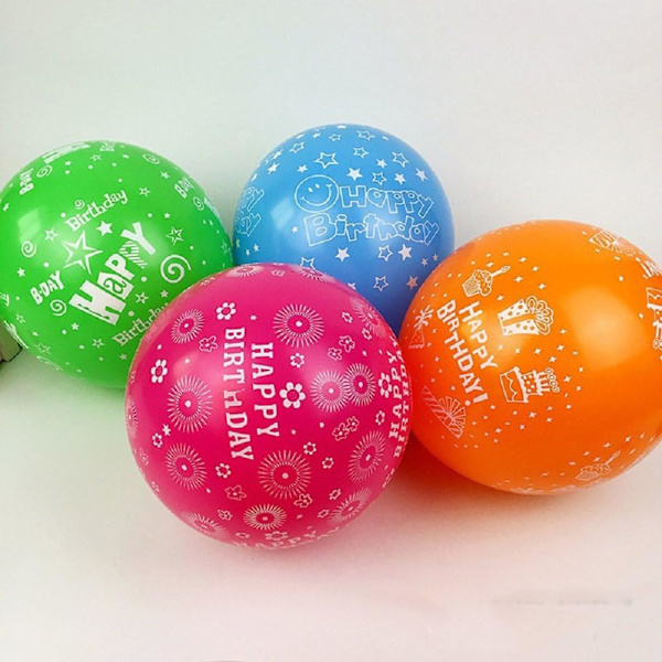 100 st 12 tum Full Flower HappyBirthday Ballonger Tryck Tjock