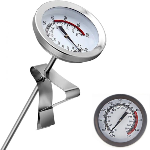 Friteuse termometer rustfritt stål - Frityrtermometer - Kjøkkentermometer - Oljetermometer - 40 cm - 20 til 280°C - Grilli