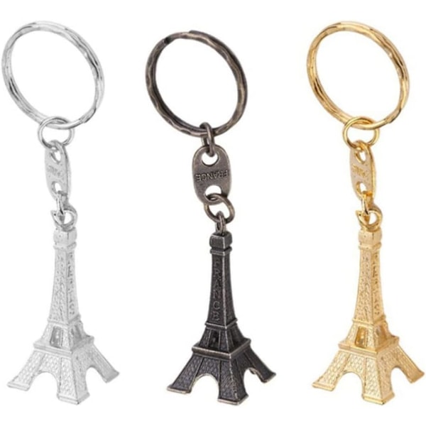 3 vintage Eiffel-tornin avaimenperää, ranskalainen matkamuistoreppuriippu
