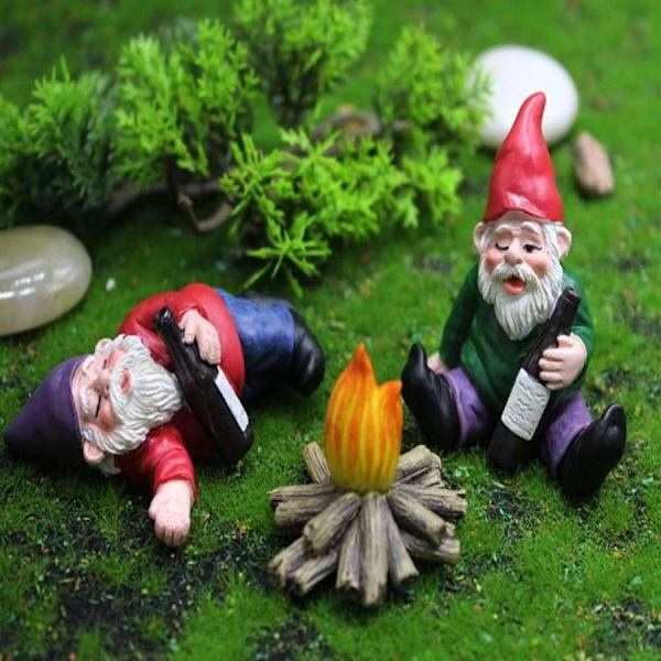 Miniatyrträdgårdstomtar Ornament Utomhus, Resin Elf Staty, Rolig F