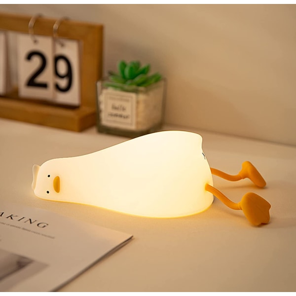 Lie Flat Duck Night Light, LED Soft Duck Light, Cute Glowing Duck