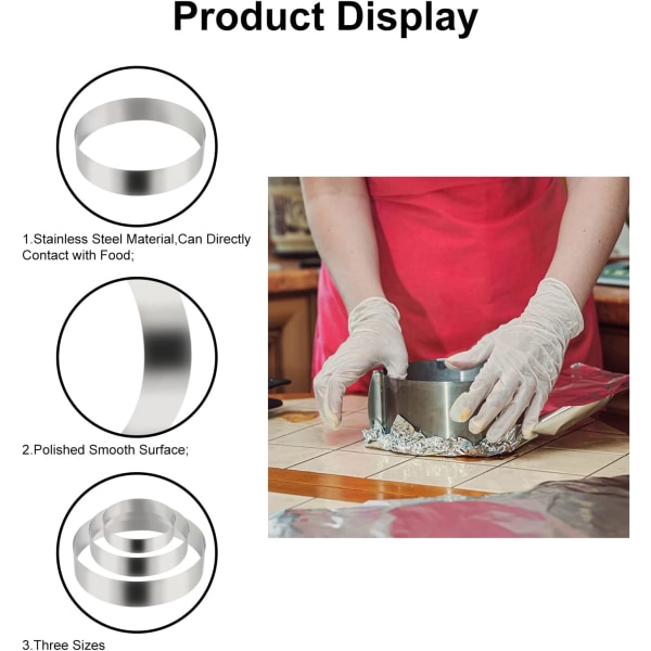 Konditorcirkel 3 Stk, RUNEAY Rund Konditorcirkel i rustfrit stål