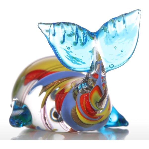 Farverig Whale Gave Glas Ornament Blæst Dyre Figur Hjem Dec