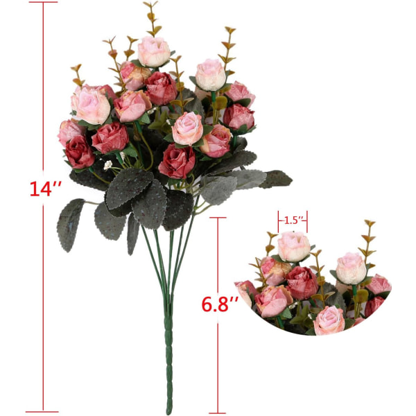 Kunstig silke falske blomster blad rose bryllup blomsterdekor bouqu