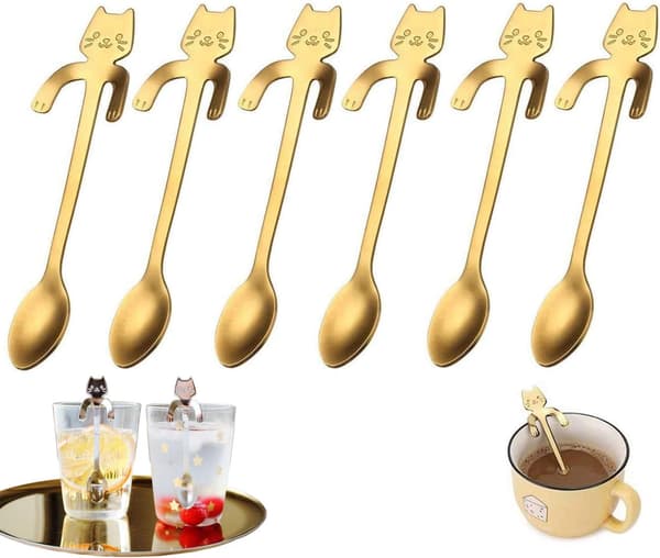 Høykvalitets rustfritt stål kattform, dessertskje teskje katt