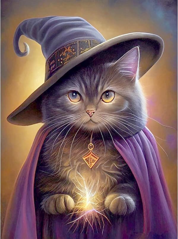Kat Diamantmaleri Sæt til Voksne, 30x40cm 5D Magic Cat Diamant