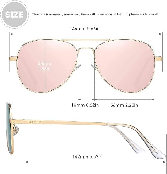 Aviator solbriller i metall for kvinner og menn (gull/rosa)