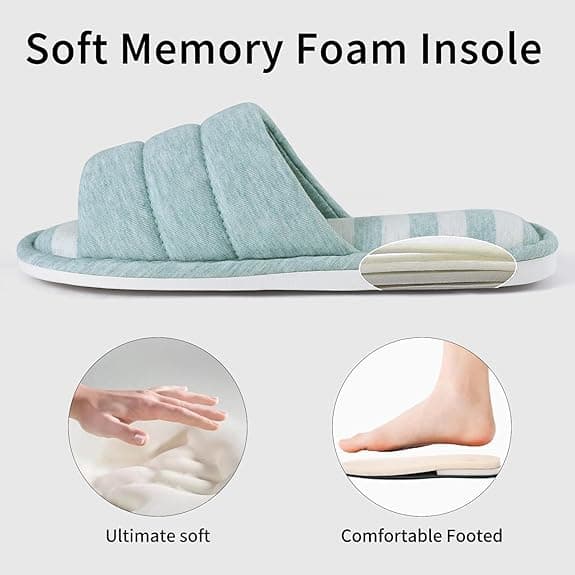 (L) Dame Hjemmesko med Åben Tå Herre Bløde Bomulds Hjemmesko Memory Foam Slip-On Soveværelses Hjemmesko