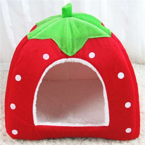 Plush Tjock Korg Kennel Kudde Kattbädd Jordgubbsformad Soffa