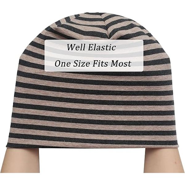 (Grå) Tynd Casual Bomulds Beanie Hue Mænd Kvinder Mode Blød Stræk Strikket Skull Hue