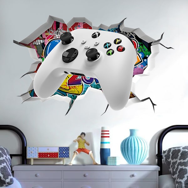 （#1）3D-väggsticker för spel, speltapet för pojkrum, spelposter, vinylspelväggdekal, speltillbehör för barn