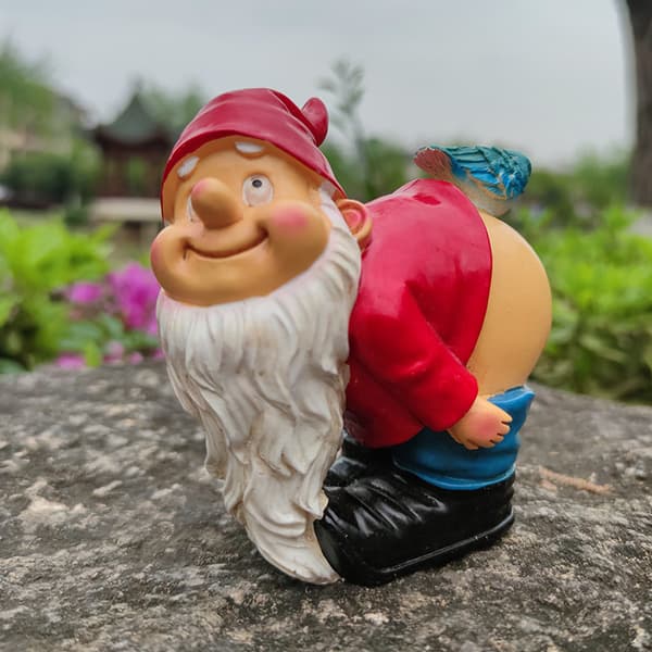 Loonie Moonie Bare Butt Hagegnomstatue, Medium 11 cm, Polyresin