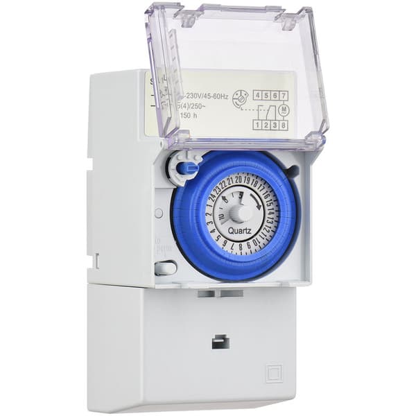 24-timers mekanisk timer Minimum timer 30 minutters timer Skinnemontering