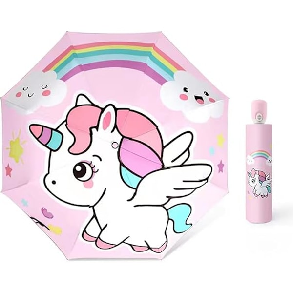 (My Little Pony) 1 stk. børnefoldeparaply, robust og bærbar, vindtæt, UV-bestandig,