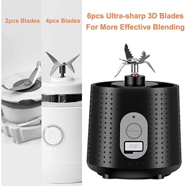 (Sort) Bærbar Blender til Smoothies og Shakes, Mini Bærbar Blender
