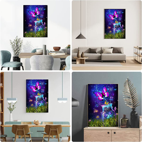 30x40cm 5D Diamantmålning Set för Barn - Fjäril i en Flaska