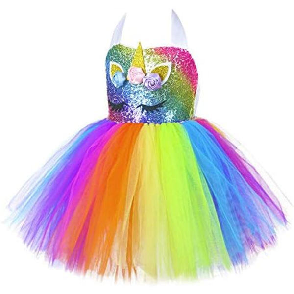 Regnbuefarvet Enhjørning Prinsesse Tutu Skørt til Piger Fødselsdagsfest Halloween Karneval Enhjørning Kostume