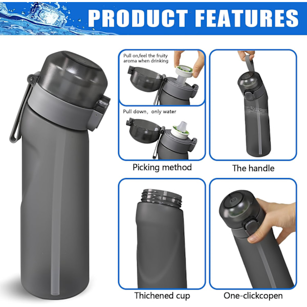 Svart Air Vattenflaska med Smak Pod 650ML Smak Vattenflaska Startset Frukt Doft Vatten C