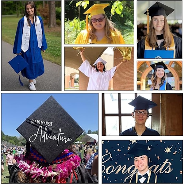 (Blå) Voksen Dimittendhue 2024 Bachelor, Årligt Kort Justerbar High School College Dimittendhue