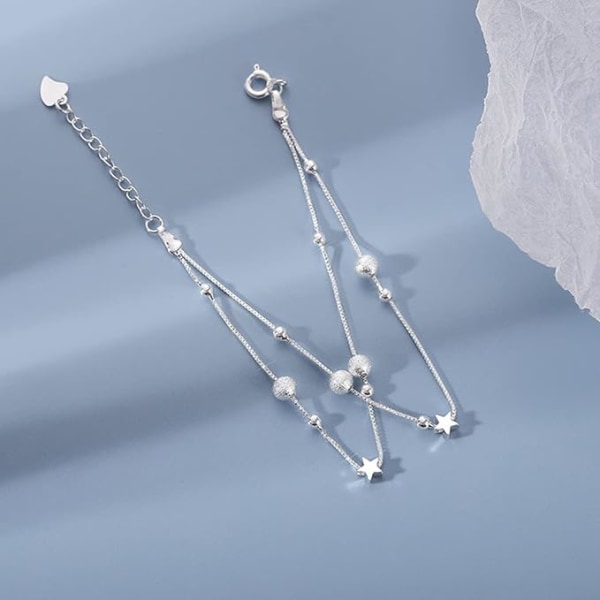 2-i-1 Stjärn-Armband för Kvinnor i Massivt Silver, Kedje-Armband