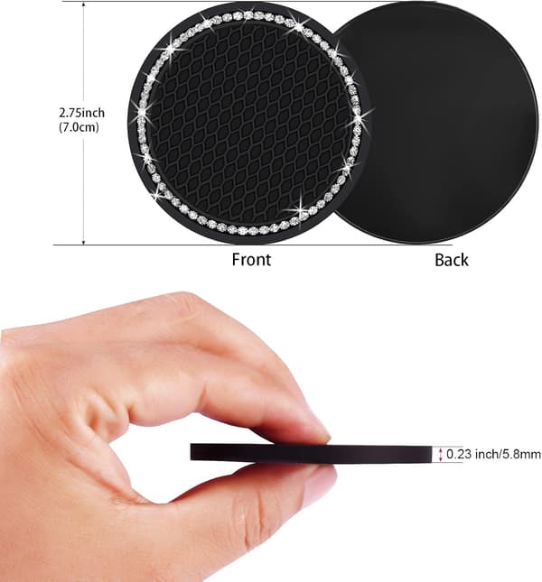 Bilunderlegg, sett med 2 universelle bling-koppholderunderlegg (2,75\")