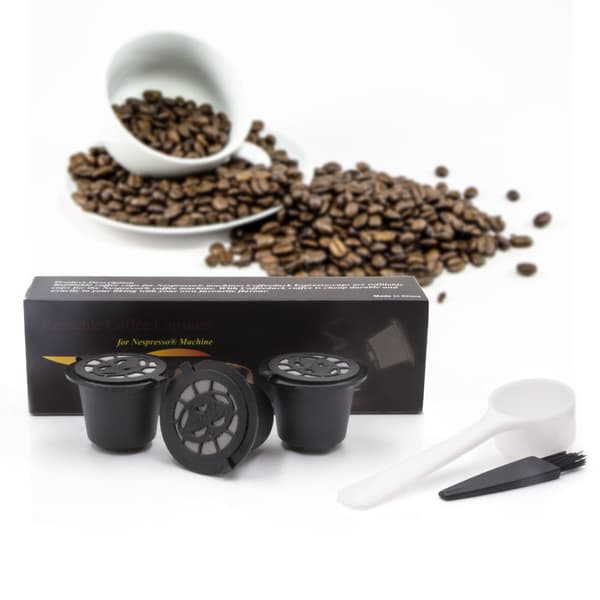 5x återanvändbara kaffekapslar Svart