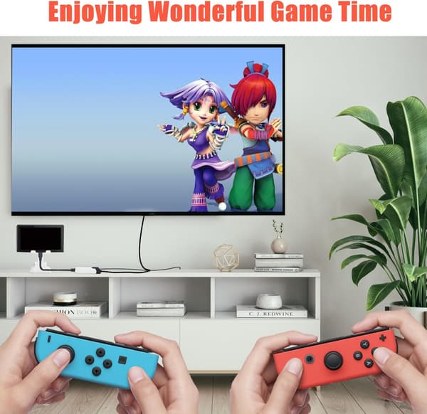 Portabel Switch Dock för Nintendo Switch HDMI-adapter (svart och vit), resedocka 3-i-1 Switch Dockningsstation Switch USB C till HDMI