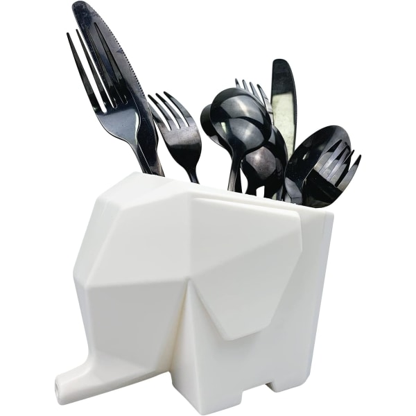 Elephant Cutlery Holder, Drain Sponge Holder, White Kitchen Sink