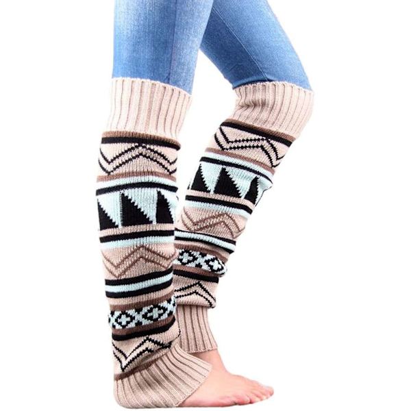 2 Par Benvärmare Stickade Gaiter Kvinnor Vinter Långa Leggings Strumpa
