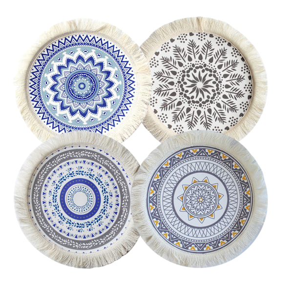 Placemat, 4 st Set Vävda Boho Mandala Placemats
