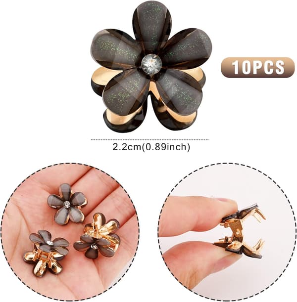 10 Mini Diamanthårklemmer (Sort), Små Hårklemmer Hårk