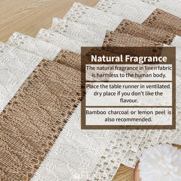 Creme & Brun Boho Bordløber 72 Tommer Lang Landlig Rustik Bordløber Makrame Burlap Efterårs Borddekoration