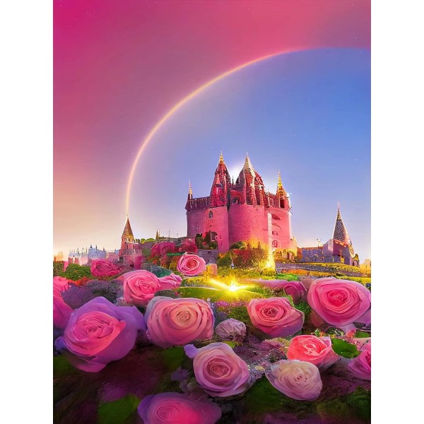 (Dream Castle Red-30X40cm) Diamond painting , 5D Diamond P