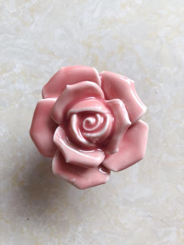 8 st Eleganta Rosa Blommiga Keramik Möbelknoppar Skåp