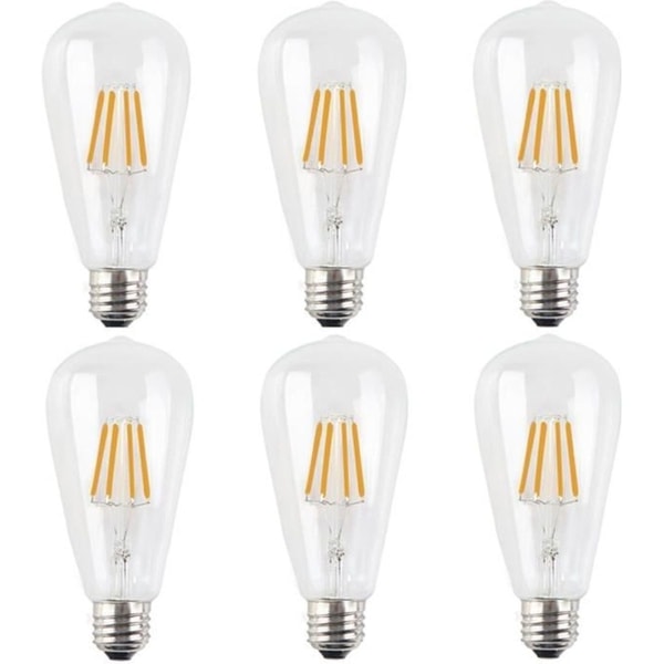 6X E27 LED-glødelampe 4W glødetrådspære Dæmpbar Vintage Edison