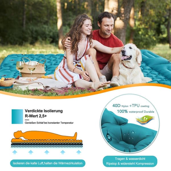 Liggeunderlag Camping Oppblåsbart 9 cm Tykt Luftmadrass Camping