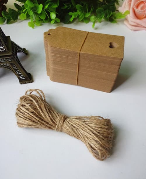 100 stk gavelapper for DIY eller bryllupsprislapper (kufarge)