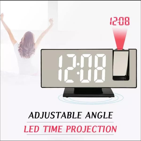 Enkel multifunksjonell digital speilklokke LED-projeksjonsklokke A