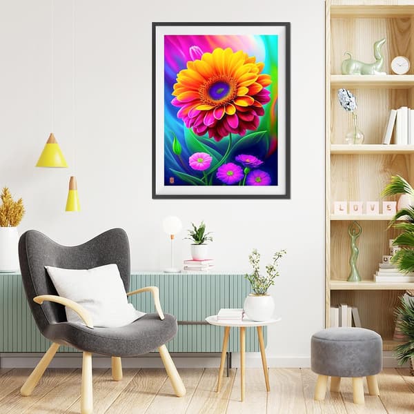 (30 × 40 cm, Blomst K) DIY Diamantmaling, Blomster 5d Diamantmaling