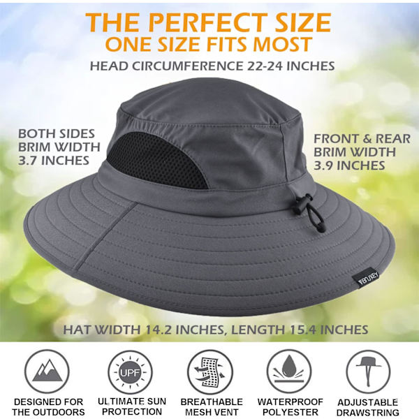 Solhatt för Herrar och Damer, Sommar, Anti-UV, Utomhusvandring, Bucket Hat, Vikbar